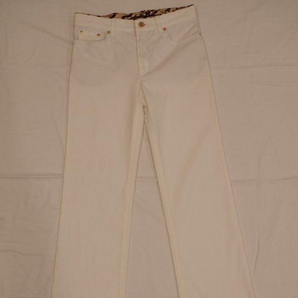 Roberto Cavalli White Mini Flare Stretch Cotton Twill Pant- Sz. XS - Picture 2 of 12